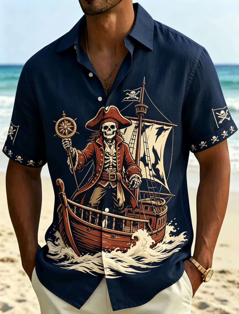 Outdoor Adventure Vacations - Men's Pirate Adventure Printed Short Sleeved