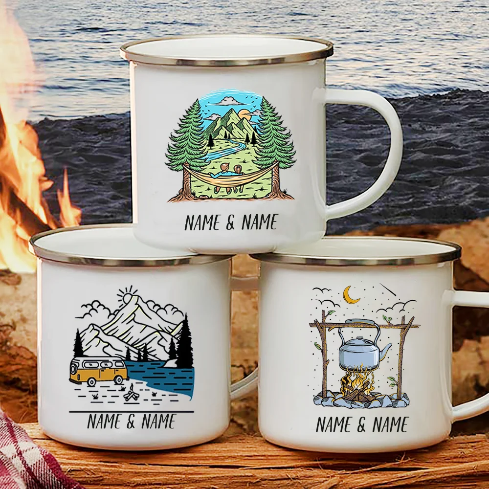 Enamel Mug with Personalized N - Outdoor Adventure Names 评论和价格